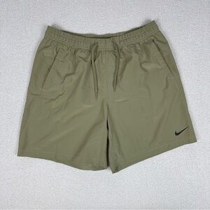 Nike Dri-Fit Men's Khaki Tan/Green Athletic Running Workout Shorts 7” Inseam